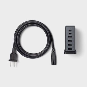 6-Port Charging Hub Vertical 2C + 4A - heyday™ Black Saffiano